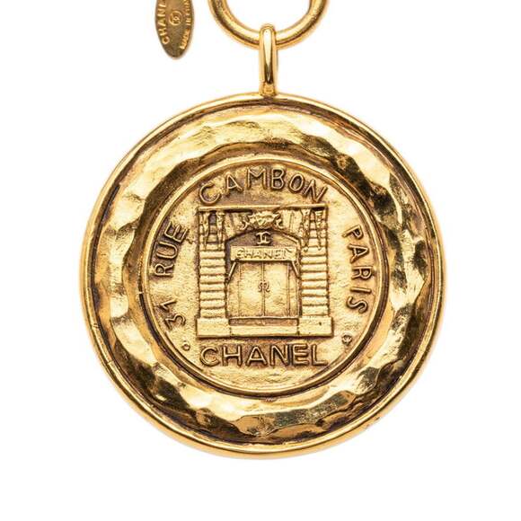 CHANEL Authentic Gold Logo Necklace